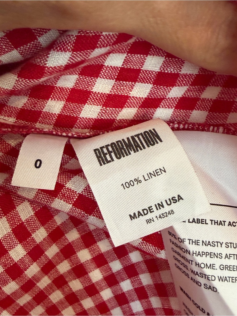 Reformation Red Linen Gingham Smocked-Strap Midi Dress - Women - Picture 4 of 4